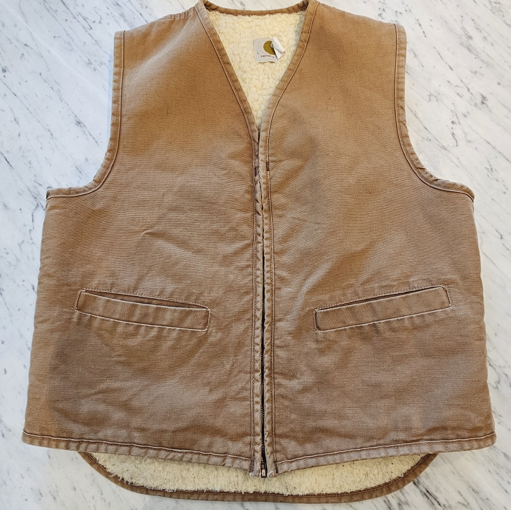 Vintage Carhartt Sherpa Lined Vest Sz Large